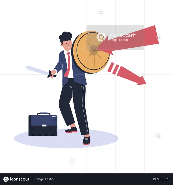 Businessman using shield protection Business  Illustration