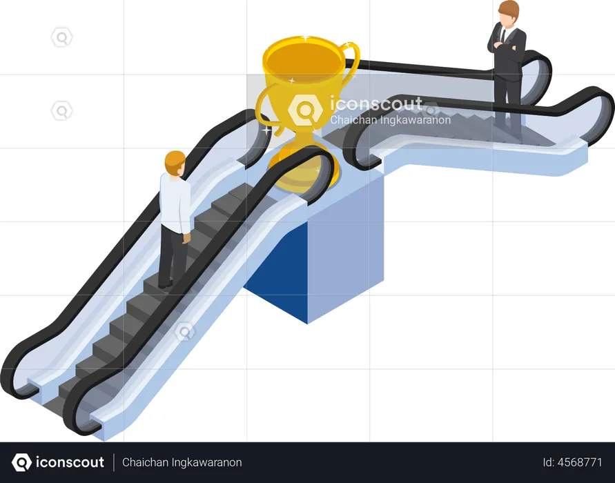 Businessman using shortcut towards success  Illustration