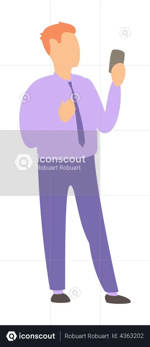 Businessman using smartphone  Illustration