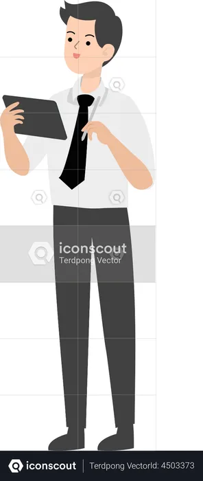 Businessman using tablet  Illustration