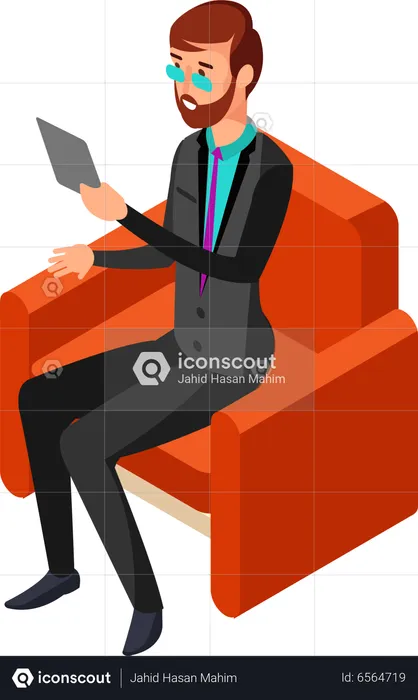 Businessman Using Tablet  Illustration