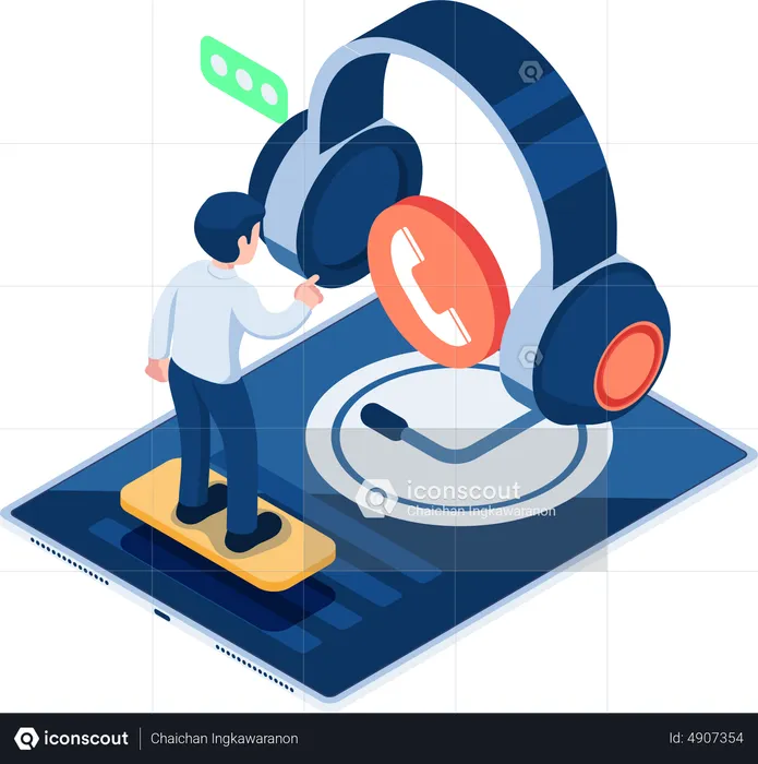 Businessman using Technical Support  Illustration