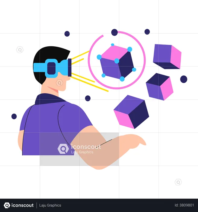 Businessman using VR technology  Illustration