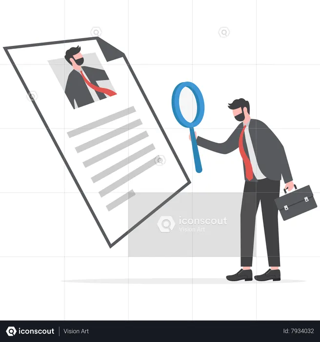 Businessman verify KYC document of a person  Illustration