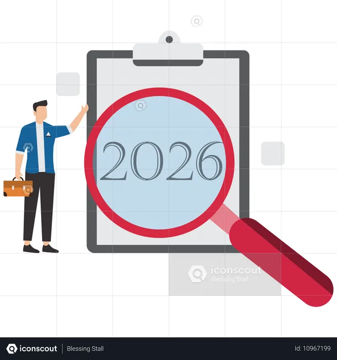 Businessman viewing at Business opportunity in 2026  Illustration