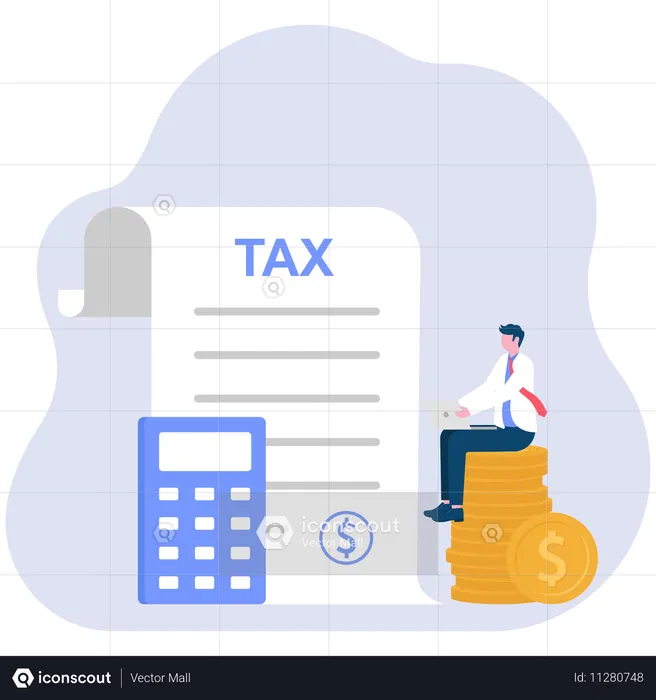 Businessman viewing at tax report  Illustration