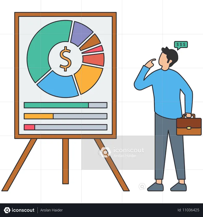 Businessman viewing Budget Report  Illustration