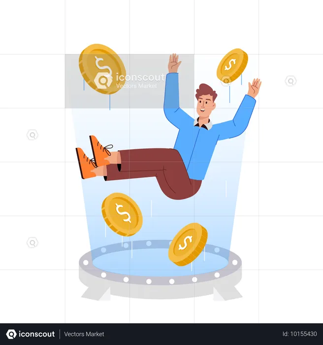 Businessman viewing Money Hologram in dream  Illustration