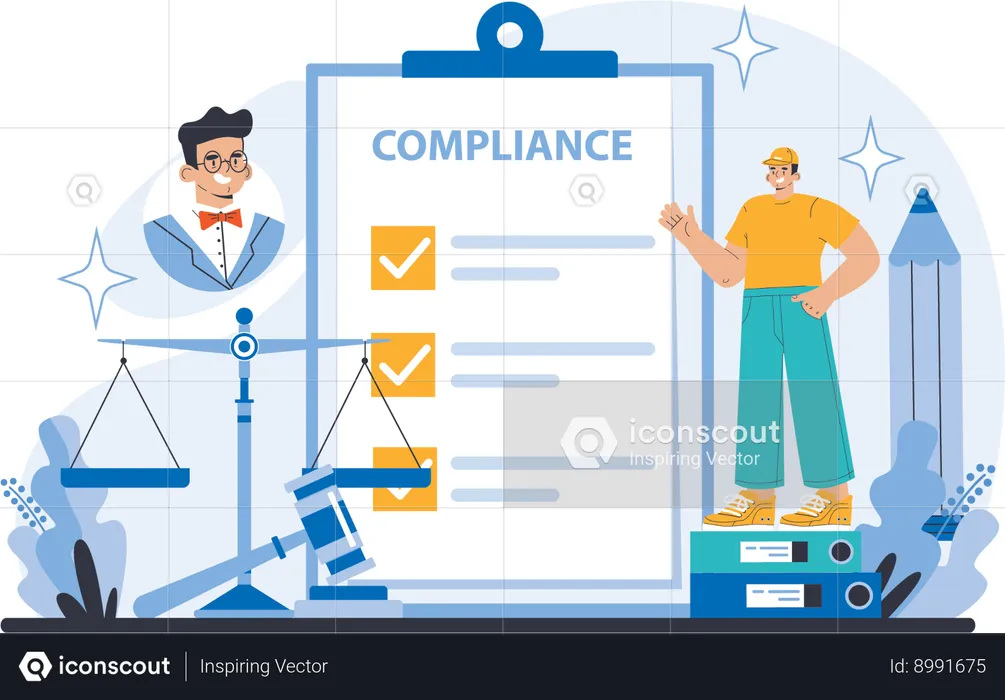 Businessman views at compliance contract  Illustration