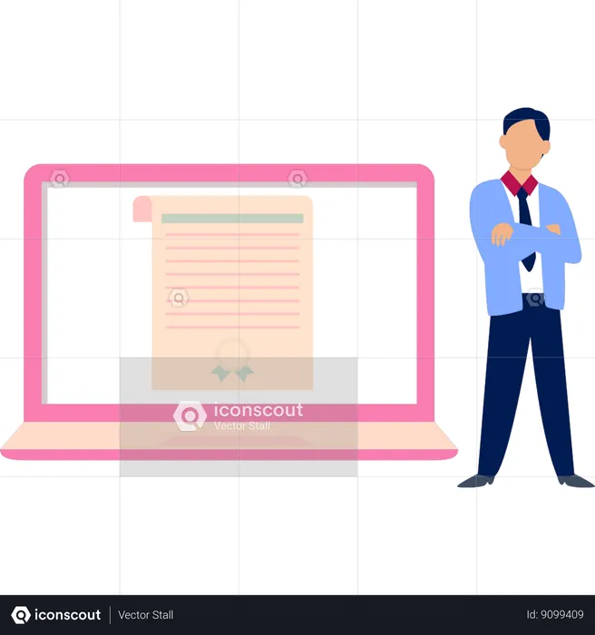 Businessman views at financial document  Illustration