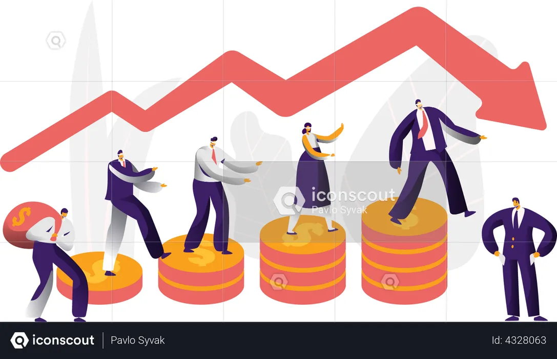 Businessman Walk on Coin Investing Failure Insurance  Illustration