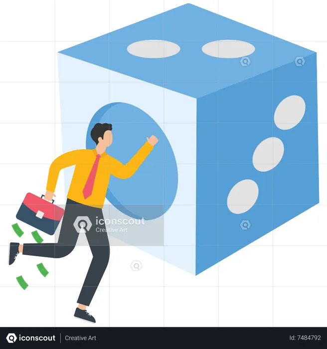 Businessman walked into dice  Illustration