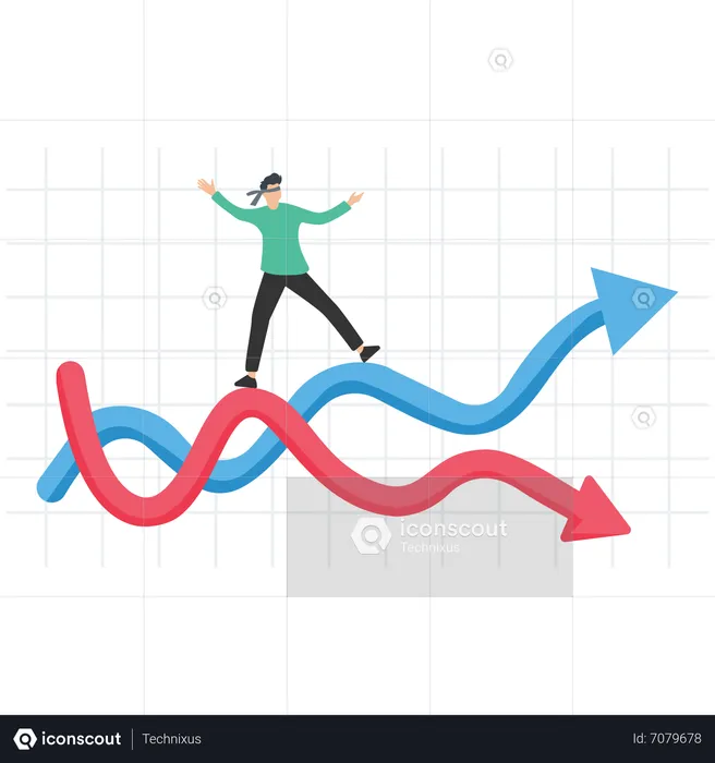 Businessman walking on arrow chart with price risk and profit  Illustration
