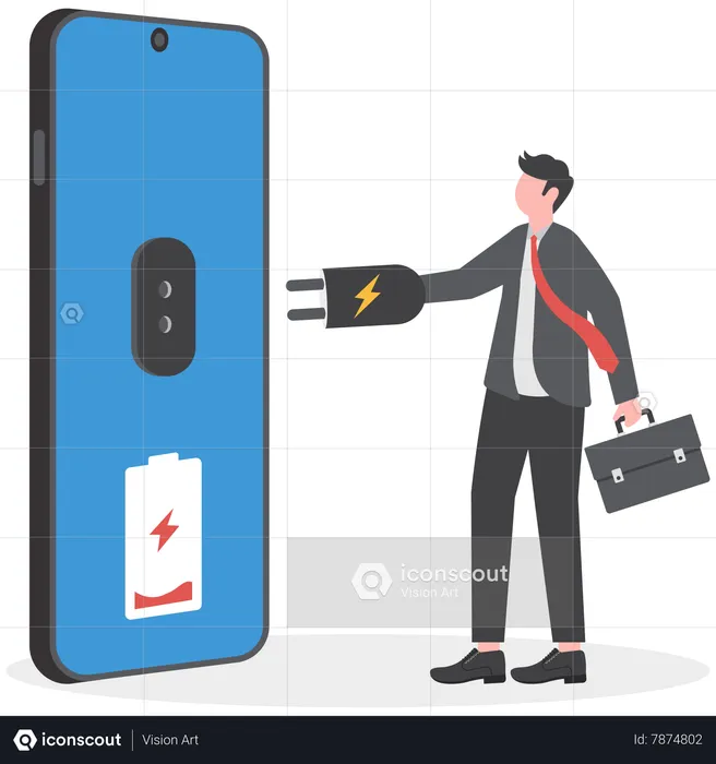 Businessman want to charge smartphones  Illustration
