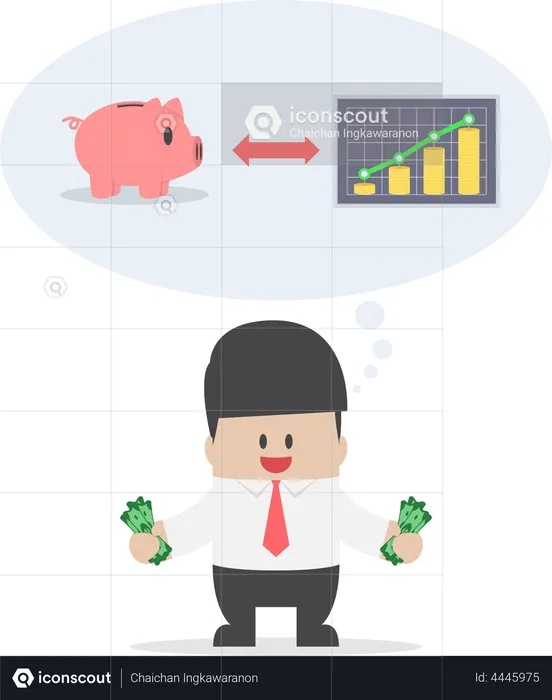 Businessman want to manage his money for saving and investing  Illustration