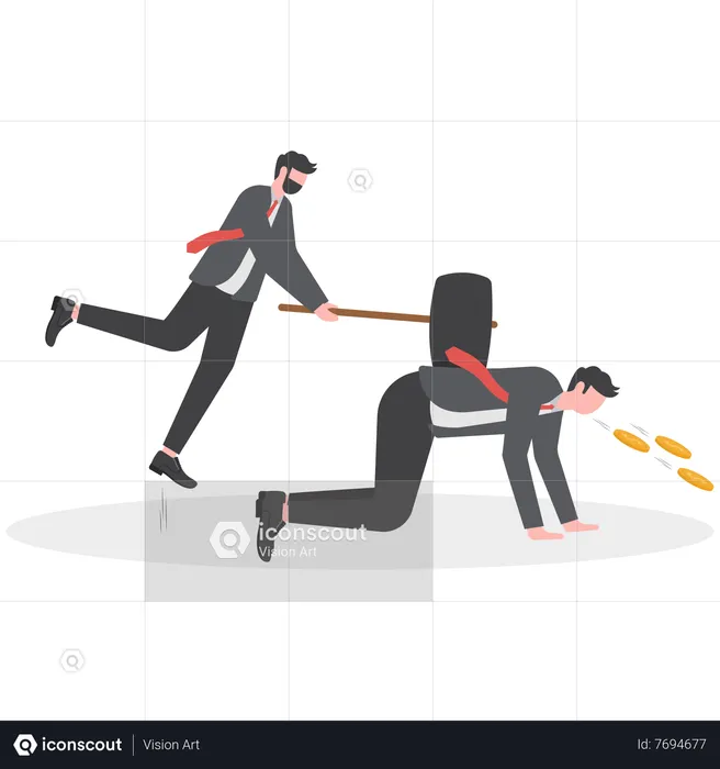 Businessman was beaten and spit out coins  Illustration