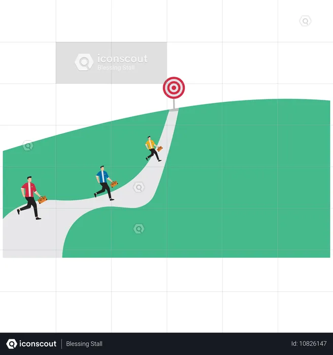 Businessman was running a winding path  Illustration