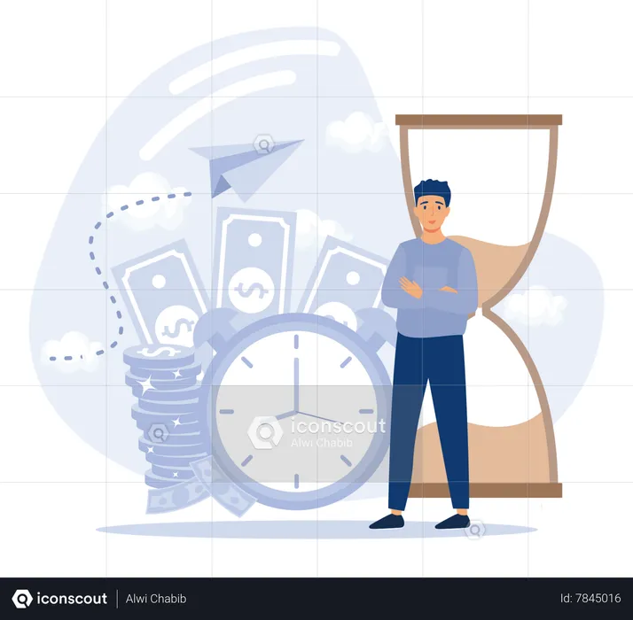 Businessman Watch Sandglass Running  Illustration