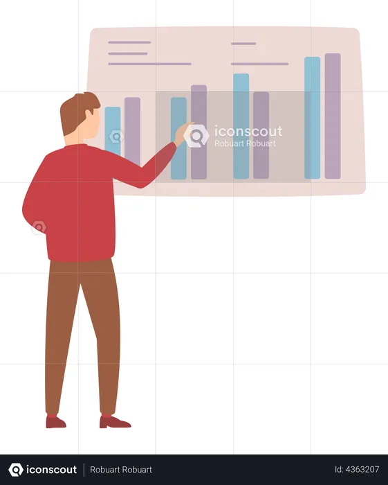 Businessman watching analytics chart  Illustration