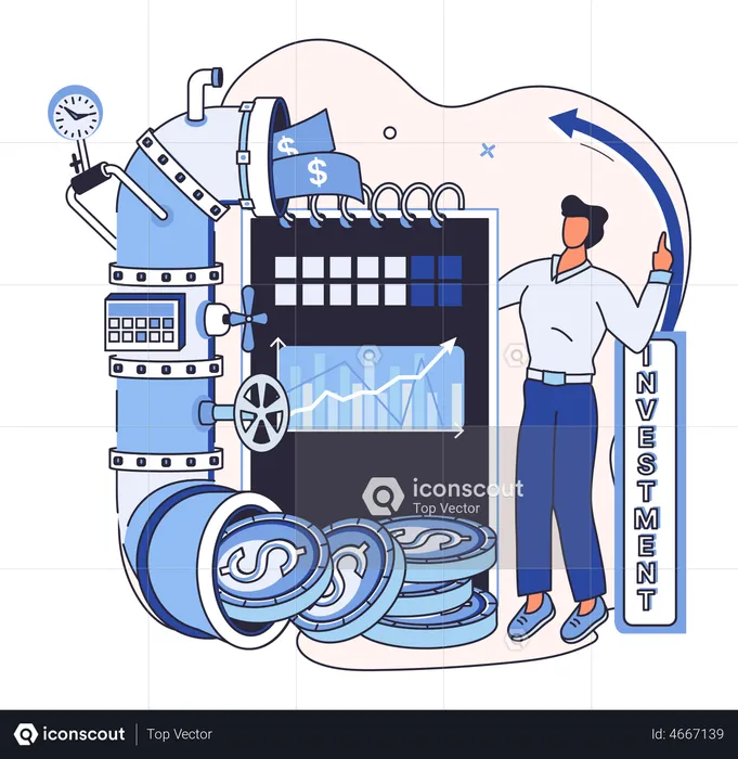 Businessman watching investment growth  Illustration