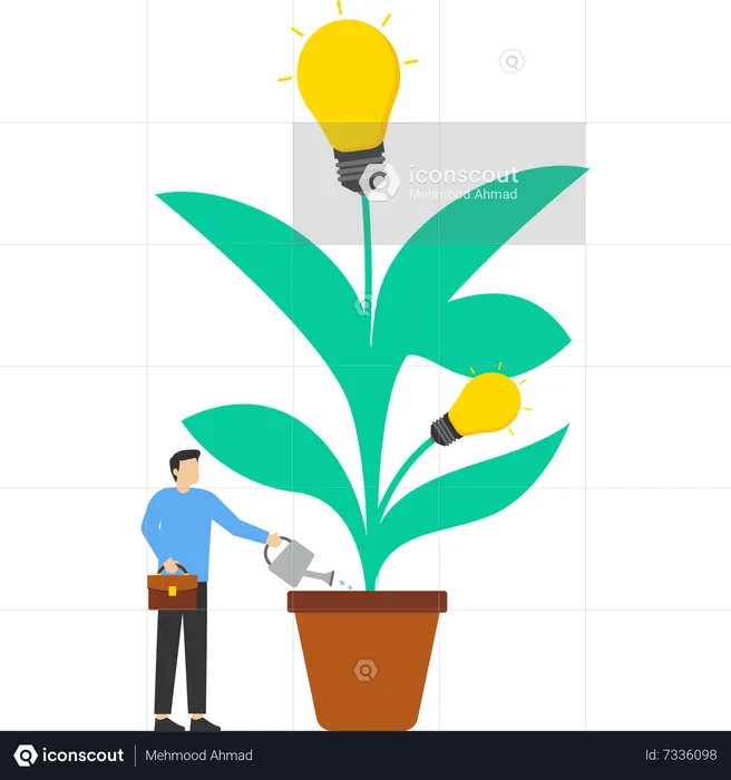 Businessman watering idea tree  Illustration