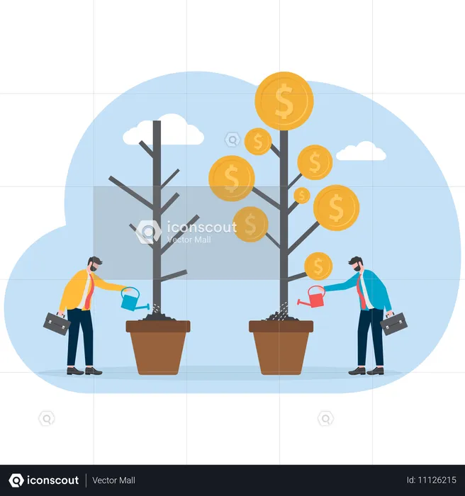 Businessman waters money plant  Illustration