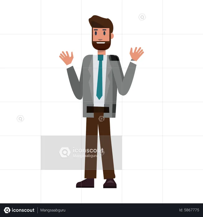 Businessman waving both hand  Illustration