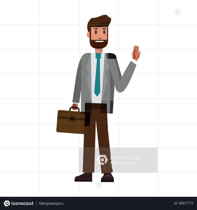 Businessman waving hand  Illustration