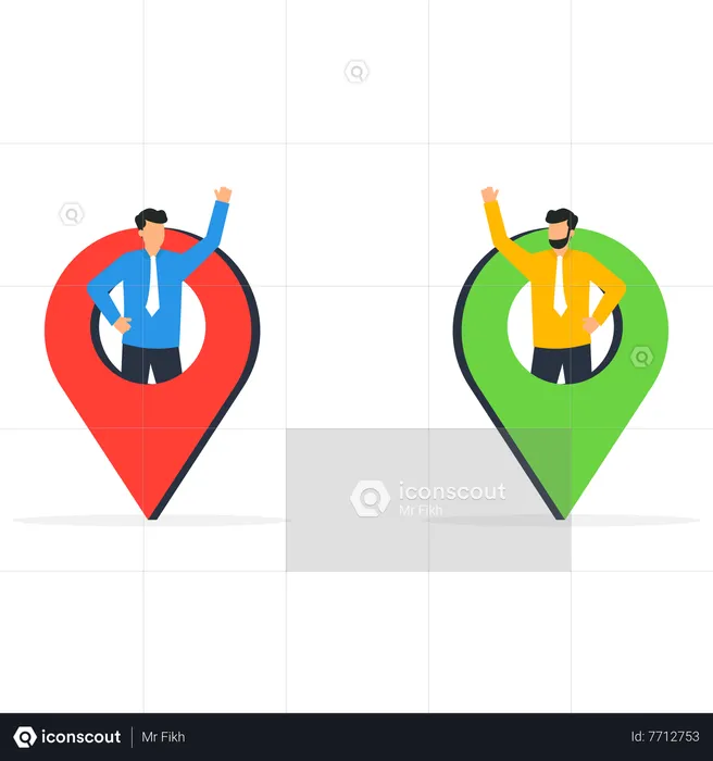 Businessman waving hand from different location  Illustration