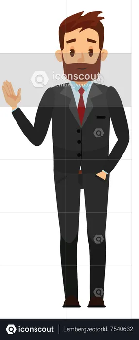 Businessman waving left  hand  Illustration