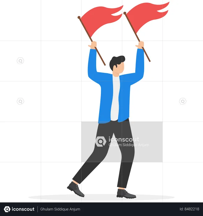 Businessman waving the flags  Illustration