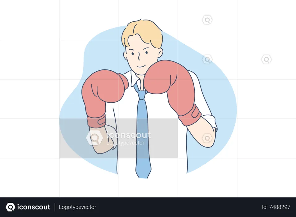 Businessman wearing boxing gloves  Illustration