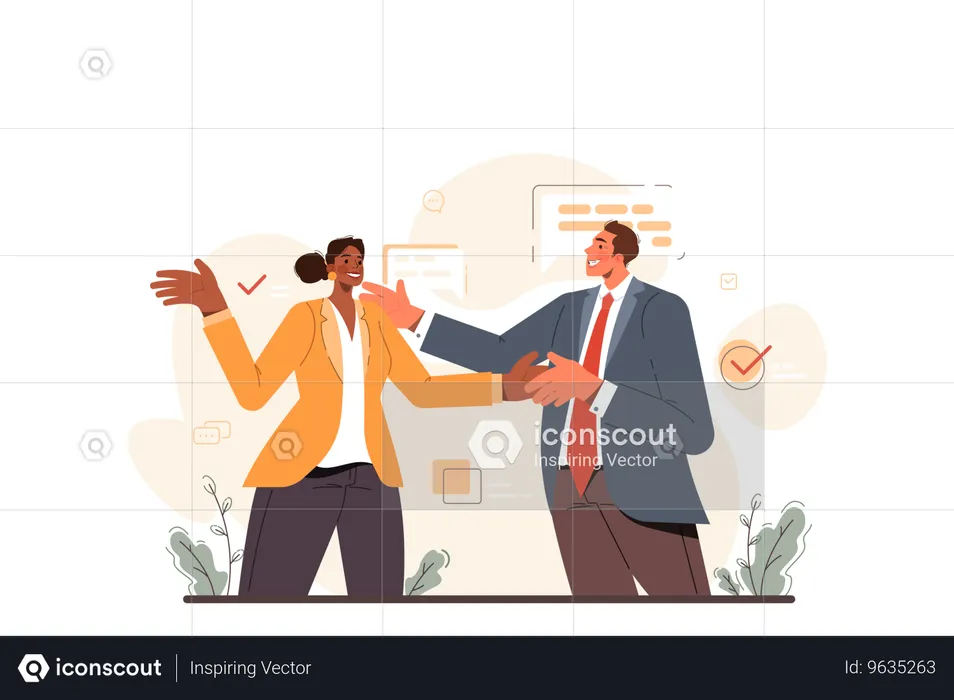 Businessman welcomes new member in team  Illustration