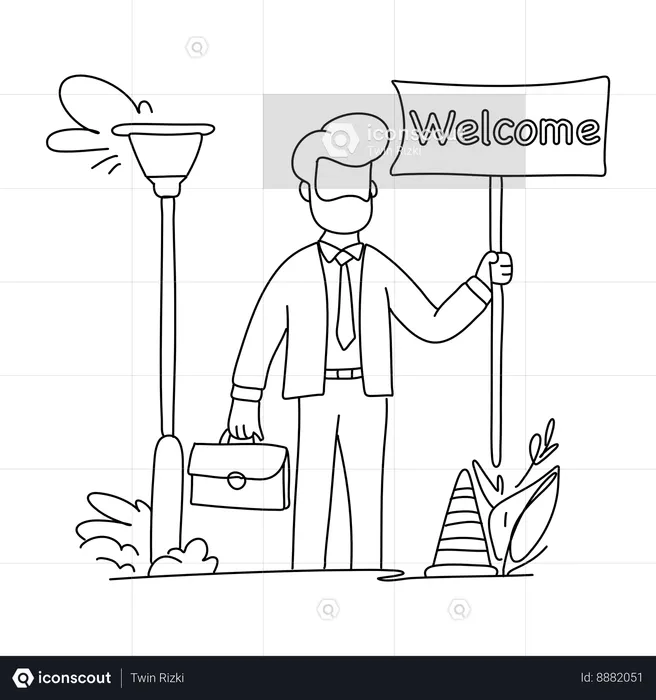 Businessman welcoming team  Illustration