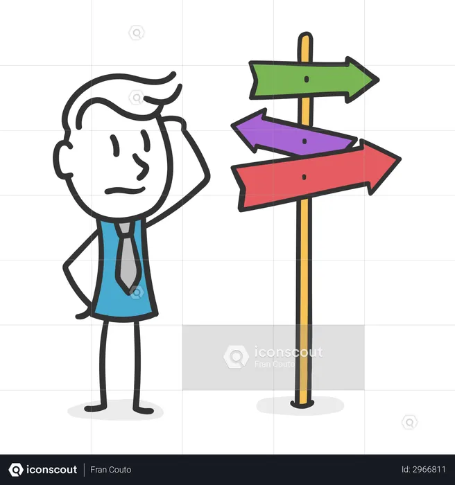 Businessman who has to make a decision  Illustration