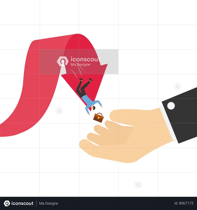 Businessman who helps when the stock price is falling  Illustration