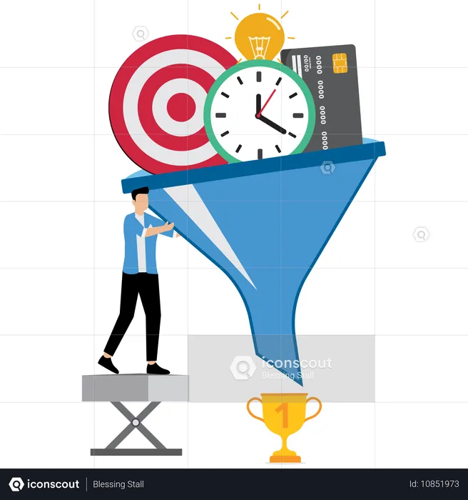 Businessman winning business trophy  Illustration