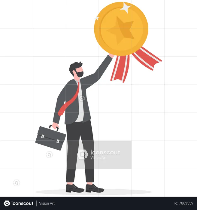 Businessman winning employee of the month  Illustration