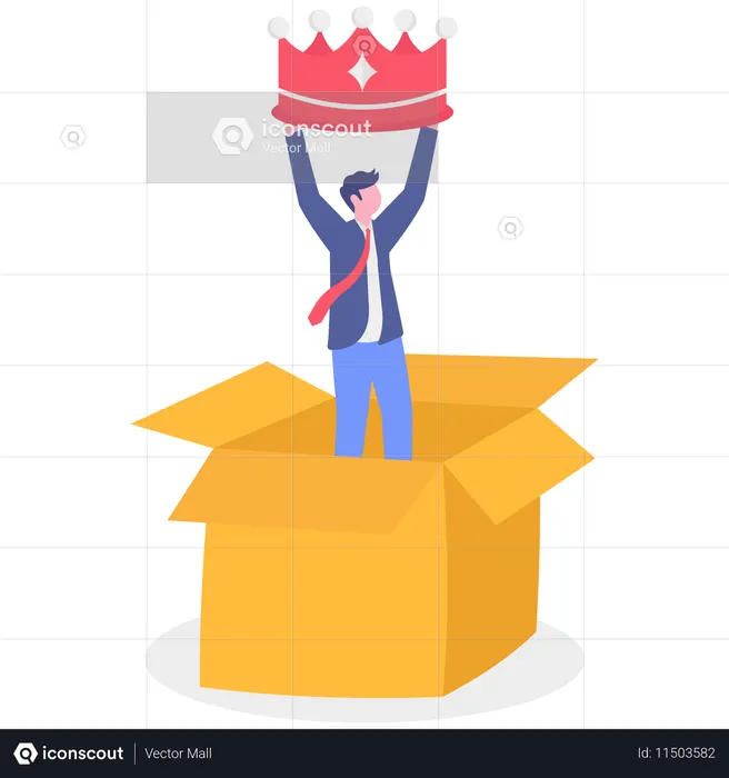 Businessman wins award from box  Illustration