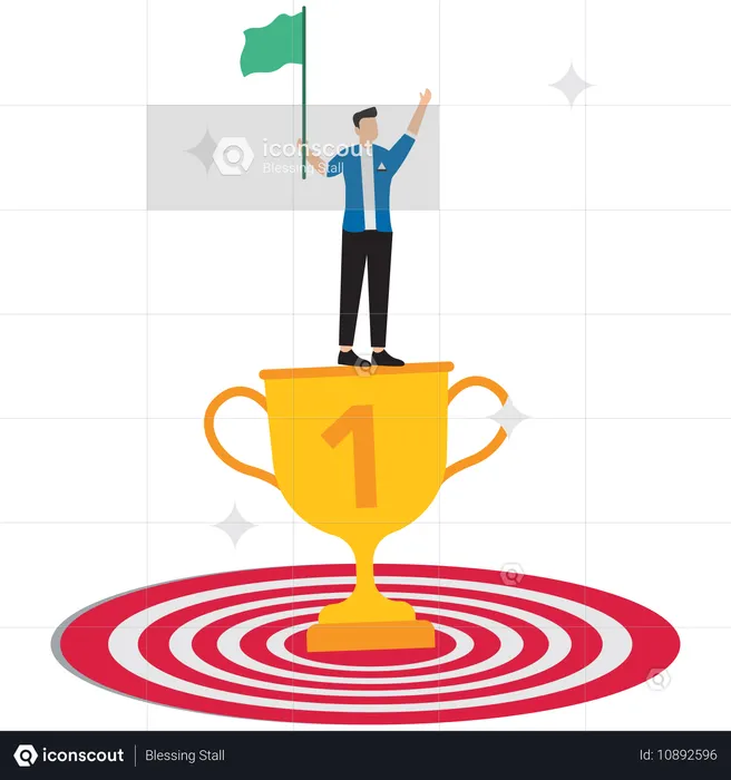 ビジネスマンがビジネス競争に勝利  イラスト