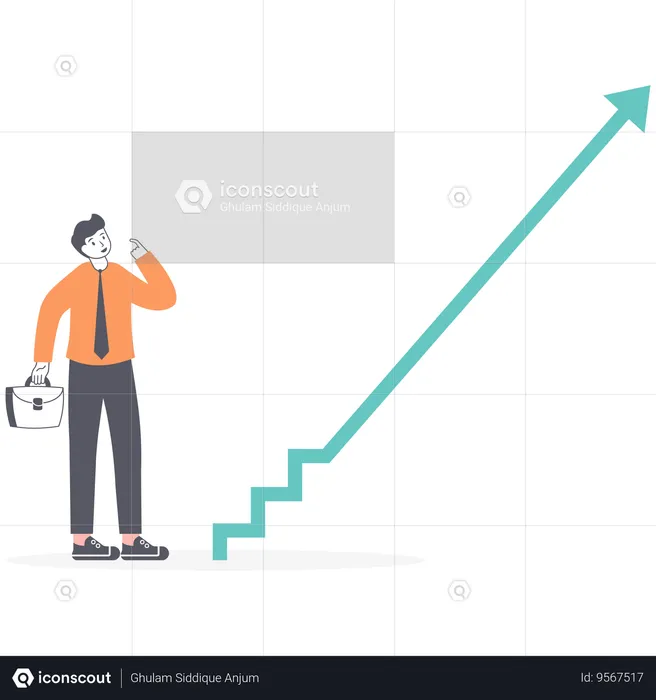 Businessman wistfully looks at falling graph  Illustration