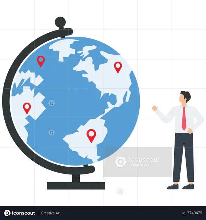 Businessman with a big globe  Illustration