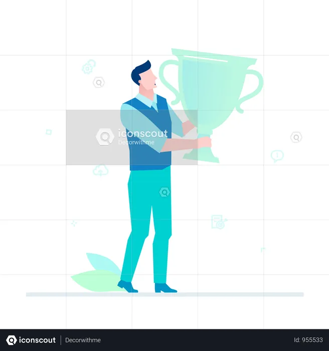 Businessman With A Prize  Illustration