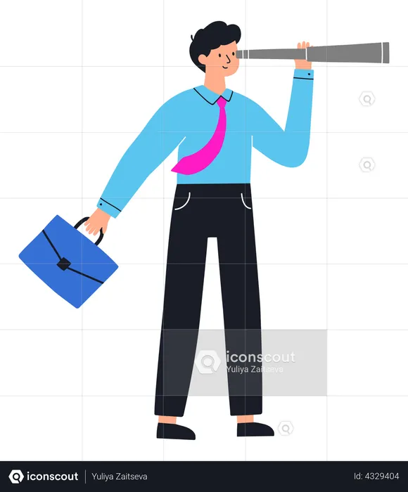Businessman with a spyglass telescope looking for success  Illustration