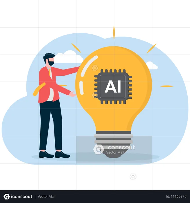 Businessman with ai idea  Illustration