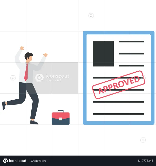 Businessman with an approved document  Illustration