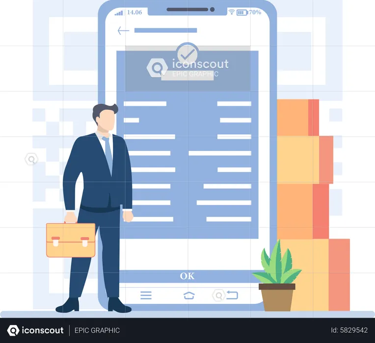 Businessman with approval letter  Illustration