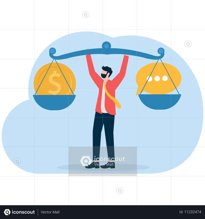 Businessman with balancing scale  Illustration