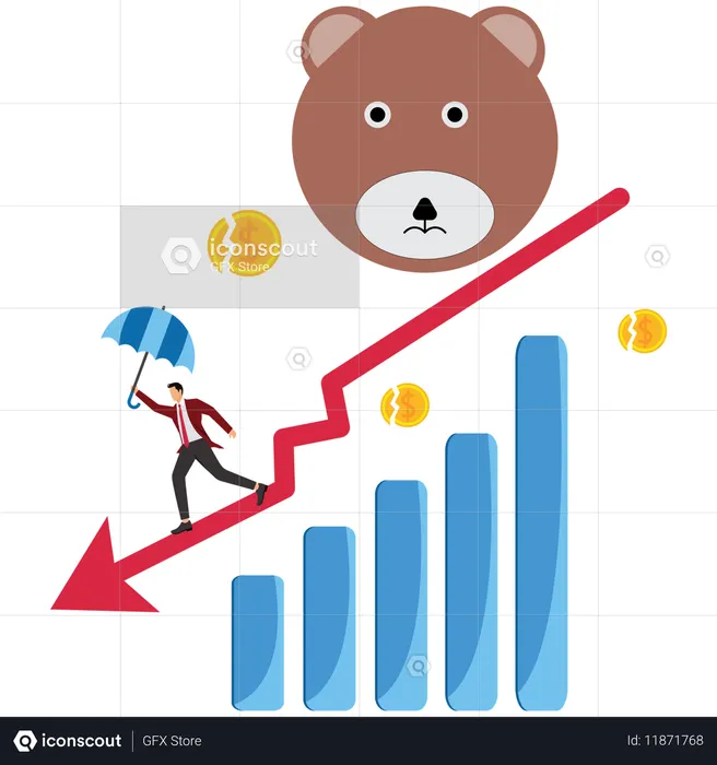 Businessman with Bear Market Trends  Illustration