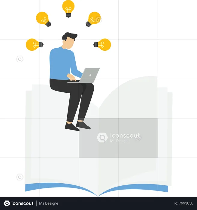 Businessman with big book and group of lightbulb  Illustration